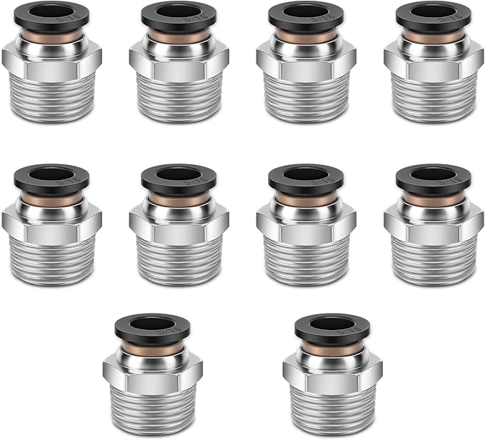 10 Pcs Push-to-Connect Fittings 5/16 Inch Tube OD x 3/8 Inch NPT Thread Pneumatic Male Straight Quick Connect Air line fittings