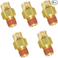 Push-to-Connect Pneumatic Fittings Set - 3/8" Tube OD x 1/4" NPT Male DOT Air Brake Line Fittings, 5pcs Brass Air Hose Quick Connect Fitting