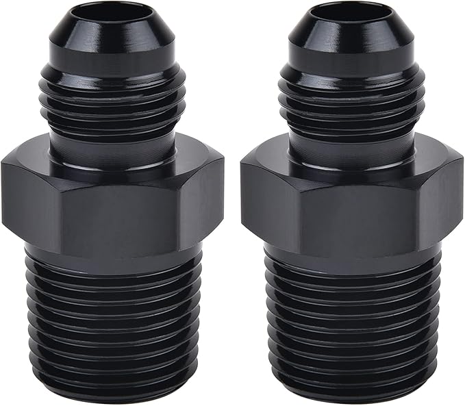 EVIL ENERGY 6AN Male Flare to 3/8" NPT Pipe Fitting Adapter Aluminum Straight Black 2PCS