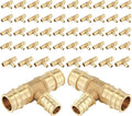 (50-Pack) Seelink PEX-A Fitting, 3/4" x 3/4" x 1/2" Expansion Tee, Brass Fittingg Tee, ASTM F1960(PEX1960120-50Pack)