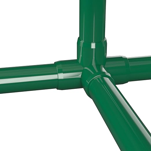 FORMUFIT 3/4” 4-Way Tee Furniture Grade PVC Fitting in Green, Made in USA, UV-Resistant, Impact-Proof, 1.050” Actual Socket Diameter (Pack of 8) - F0344WT-GR-8
