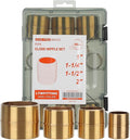 LTWFITTING Assortment Kit (1-Inch - 2-Inch) Close NPT Male Brass Pipe Close Nipple (Pack of 12)