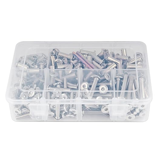 100 Set M6x15/20/30/40/50mm Mixed Sizes Furniture Bolts - Carbon Steel Assortment for Home Repairs Furniture Assembly and Leather Crafting
