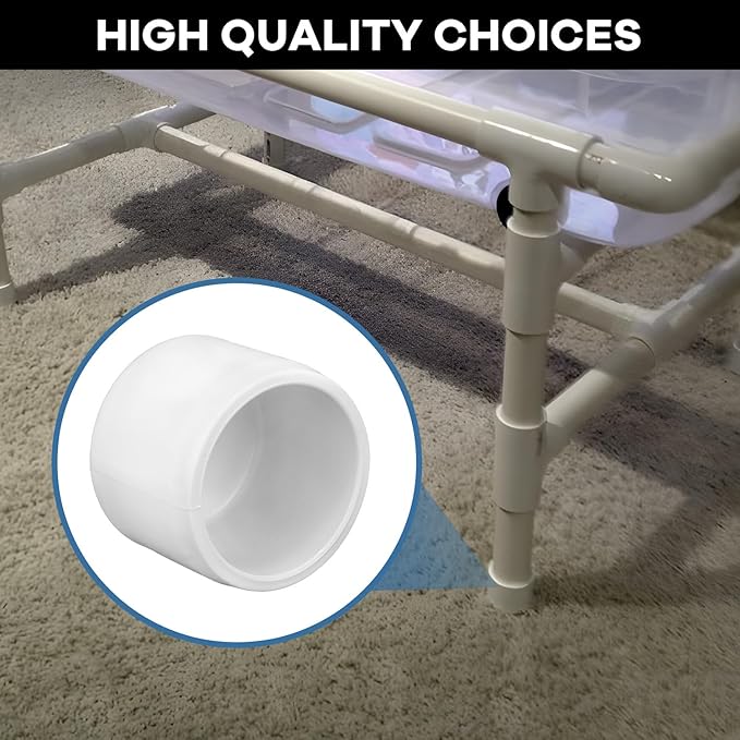 20 Pack 1'' PVC Pipe End Cap Fitting, Schedule 40 Furniture Grade PVC Pipe End Cap Plug Adapter, White 1'' Plug Socket Fittings for Build Furniture DIY Garden Shelf