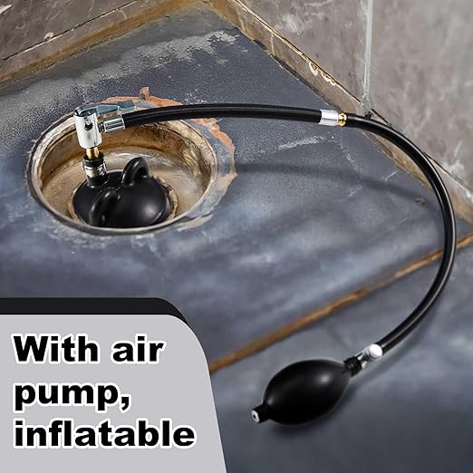 Nuanchu 2 Sets 3 Inch Test Plugs Inflatable Pipe Ball Plugs with Gas Tubes and Inflator Pumps, Black Rubber Pressure Test Balls for Toilet Drain Sewage Pipeline Inspection