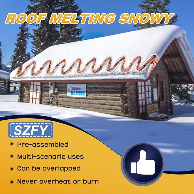 3FT~200FT Heat Tape for Water Pipes, -40°F Deicing Cable,Pipe Heat Cables for Roof,Gutter，Farm，Freeze Protetion Heating Wires, Heated Water Hose,Plumbing Fixtures,120V 5W/FT (160FT)