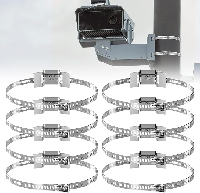 Adjustable Sign Mounting Brackets for Larger Poles,4 to 15" Metal Street Sign Mounting Bracket Hardware,Propane/Expansion Tank Bracket for Water Heater,8 Pole Brackets with 8 Straps