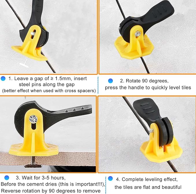 50pcs Tile Leveling System Reusable+200pcs Cross Tile Spacers 1/8"+50pcs Replaceable Spare Steel T-Pin 1/16 Ceramic Tile Tools Plastic Shims Floor Installation Leveler Kit Adjustable Universal