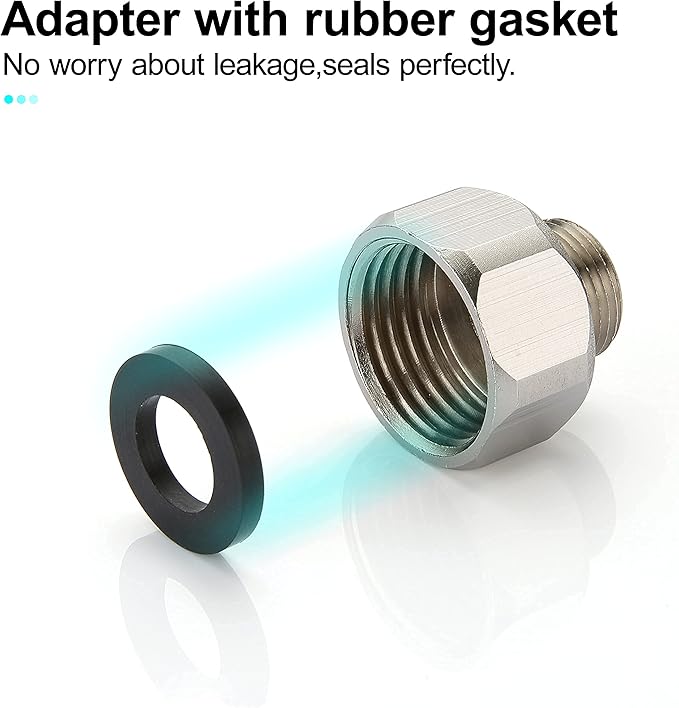 G 1/2 Female to 3/8 Male COMP Reducer Adapter, Brass Pipe Fittings Water Hose Adapter, Compression Fitting for Kitchen Bathroom Faucet, Pipe Connector with Rubber Washer,(2 Pack)