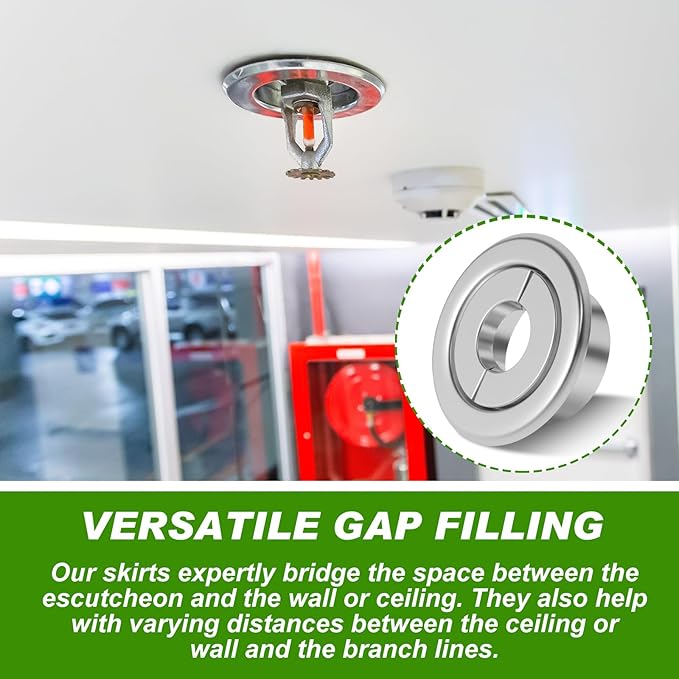 Shimeyao 12 Pcs Retrofit Recessed Fire Sprinkler Escutcheon 1/2" IPS Split 3 Piece in Depth Adjustment Range up to 3/4" for Fire Sprinkler Trim Ceiling (Silver)