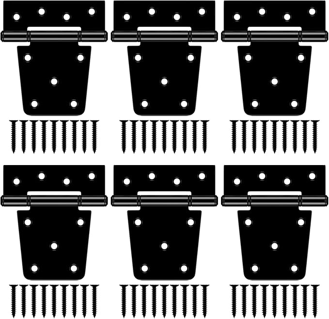 3.5 Inch Heavy Duty Gate Hinges, Extra Thick Black Shed Barn Door Hinges for Wooden Fences, Yard Gate, Vinyl Fence Gate, Garage, Gate Door Hinges for Indoor Outdoor(6 Pack)
