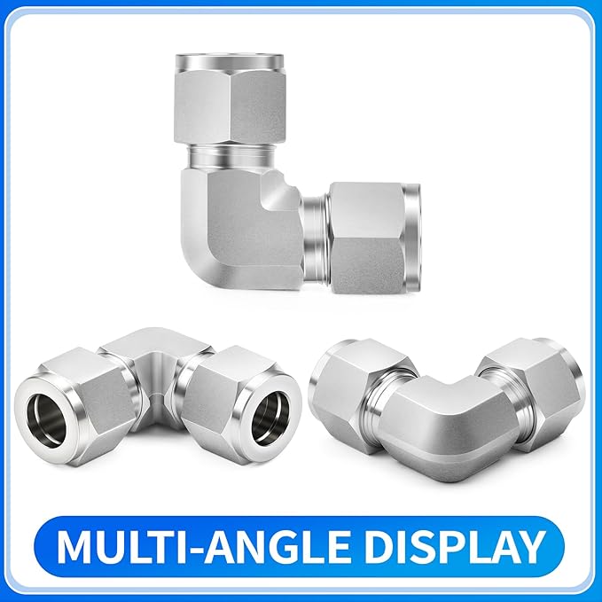 ChillWaves 304 Stainless Steel Compression Tube Fitting, 1" OD x 1" OD 90 Degree Elbow Compression Union Connector(1-PACK)