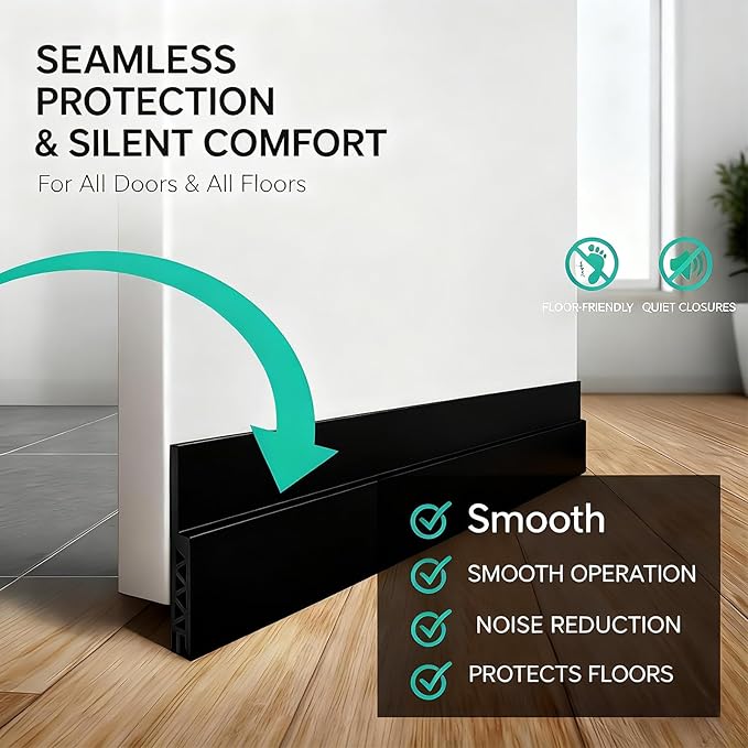 2 Pack Door Draft Stopper for Bottom of Door, 39" Silicone Weather Stripping Door Seal Strip, Self Adhesive Door Sweep Noise and Dust Blocker, Energy Saving Under Door Draft Blocker for Home & Garage