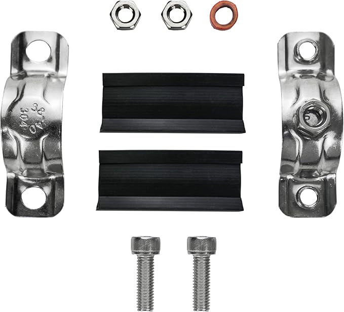 2 Pack Pipe Supports,304 Stainless Steel Wall Mount Ceiling Mount Pipe Bracket Clamp Ring Hanger with Screws for Pipe OD 32-34mm