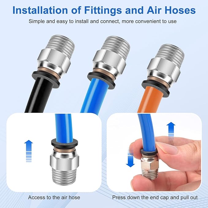 10 Pcs Push-to-Connect Fittings 5/16 Inch Tube OD x 1/4 Inch NPT Thread Pneumatic Male Straight Quick Connect Air line fittings