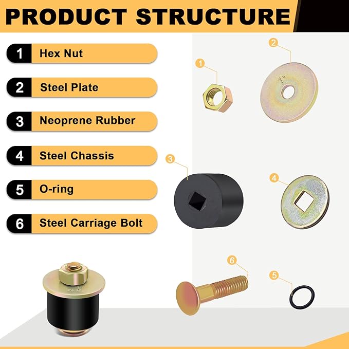 Siptenk 1" Freeze Rubber Expansion Plug 8 pcs, Automotive Rubber Expandable Freeze Plugs for Engine
