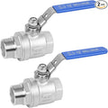 YADIAN 2 Pack Full Port NPT Ball Valve 1-1/4inch - Male x Female 304 Stainless Steel Heavy Duty Shut Off Valve with Blue Vinyl Insulation Handle and Locking Device for Water, Oil, and Gas, 1000WOG