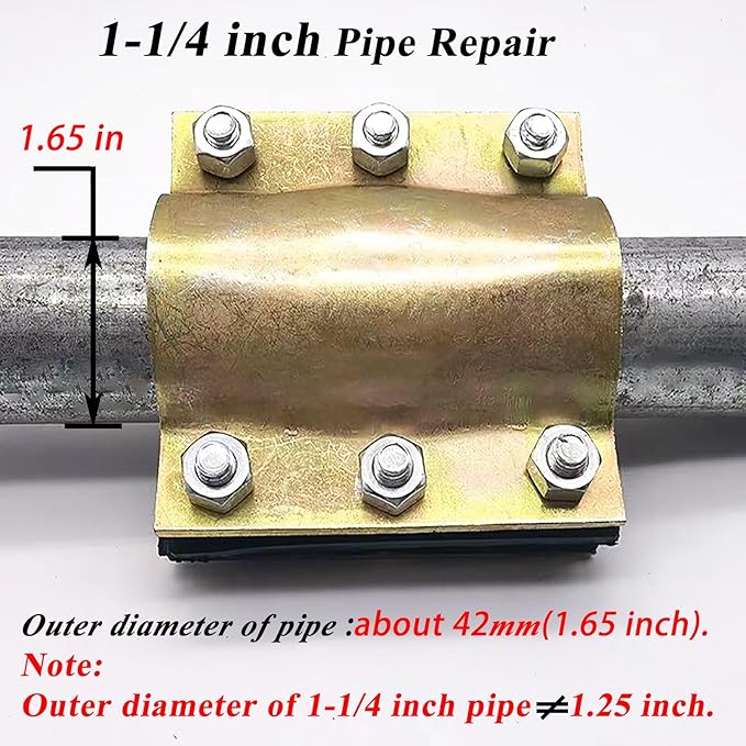 Water Pipe Repair Clamp,OD of The Applicable Pipe is About 1.65 inch,Leak Sealer for Pipes and Plumbing,Length 4.72 inch,Suitable for PE/PPR Pipes,Steel/Iron Pipes