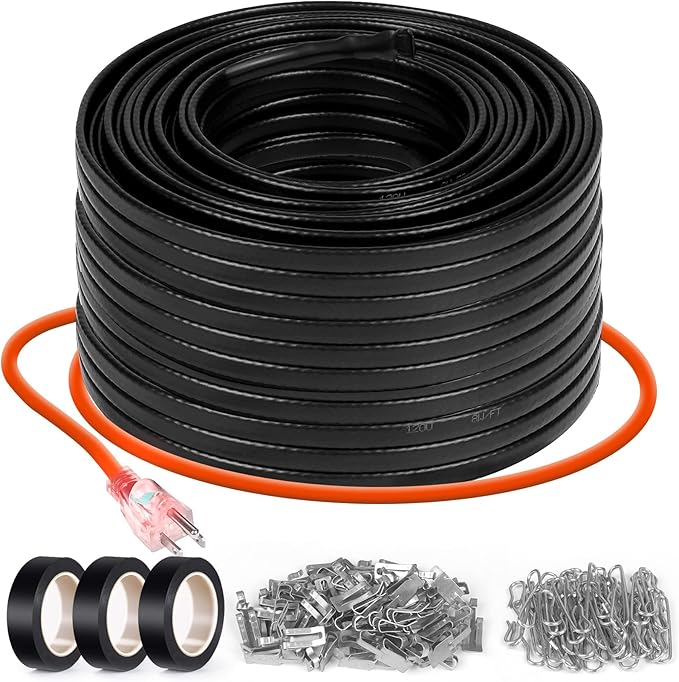 159.5FT(3FT~200FT) Heat Tape for Water Pipes, -40°F Deicing Heating Cable, Freeze Protected Water Pipe Heating Cable, Heated Water Hose, Plumbing Fixtures, 120V 5W/ft Plumbing Fixtures