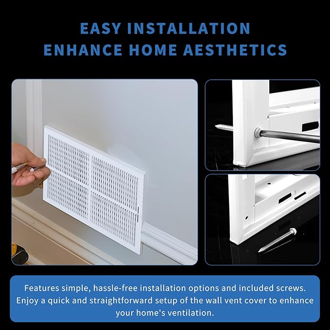 20x12 Vent Register [Duct Opening], Vent Covers for Home Ceiling, Two-Way Ventilation Register, Adjustable Solid Steel Wall Register Vent Cover (20"W x12"H [Duct Opening])