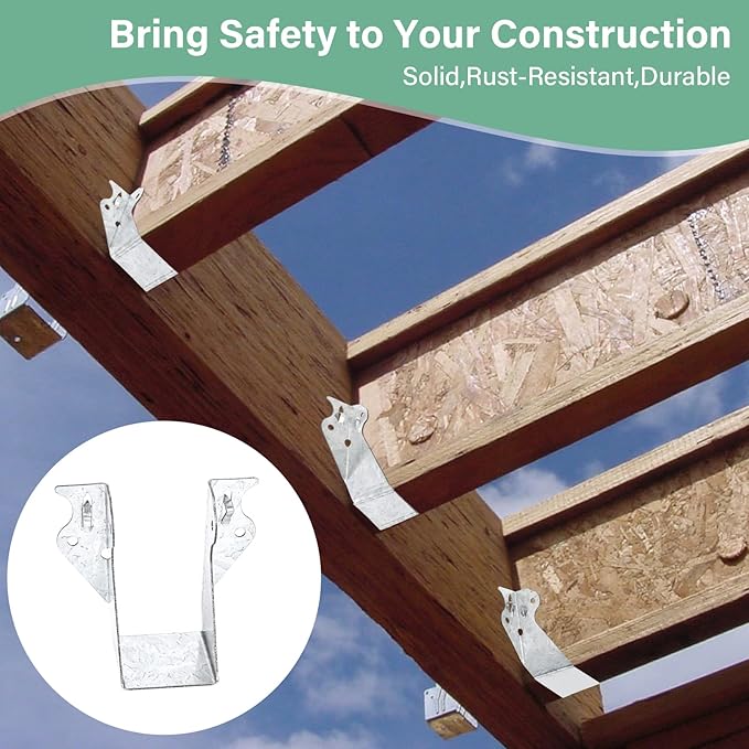 50 PCS 2"x4" Joist Hanger,20 Gauge Double Shear Face Mount Rafter Hanger for Deck Brackets,Rafter Brackets,Hurricane Ties for rafters