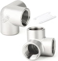 TAISHER 2PCS 304 Stainless Steel 3 Way Corner Pipe Fittings, 3/8" x 3/8" x 3/8" Female Pipe Fittings