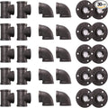 Pipe Fitting, 30 Pack 1" Grey Floor Flange/Elbow/Tee Combo for Industrial vintage style, Flanges/Elbow/Tee with Threaded Hole for DIY Project/Furniture/Shelving Decoration (30, 1")