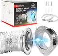 DV180 Magnetic Dryer Vent Coupling, Airtight Seal Magntic Drver Vent Connector Kit, Including 6-Ply Aluminum Foil Duct and 2 Clamps, Easy to Clean Quick Connector