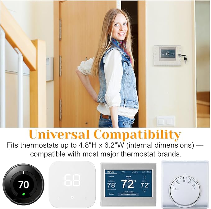 3 Pack Large Thermostat Lock Box Cover with Key – Clear, Durable PC Material – Universal Fit for Thermostats up to 4.8"H x 6.2"W, Tamper-Proof & Energy-Saving Solution