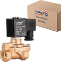UNOX 1/2" NPT Solenoid Valve 24V DC, Brass Control Valve Normally Closed - 7-232 PSI Multi-Purpose Reliable Control Valve for Water, Air, and Gas - Solenoid Valves