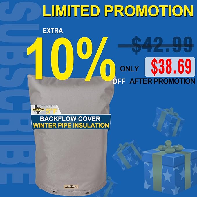 Backflow Preventer Cover Insulated (5˚F) with 7 Layers Fabric - 24" W x 30" H with Aluminum Foil Backflow Cover for Winter Pipe Freeze Protection - Sprinkler Covers for Outside, Grey