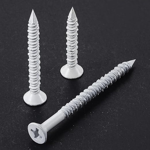 WenSilon(100 PCS) 1/4" x6 White Concrete Screw Anchor White Flat Head for Anchoring to Masonry, Block or Brick Stucco