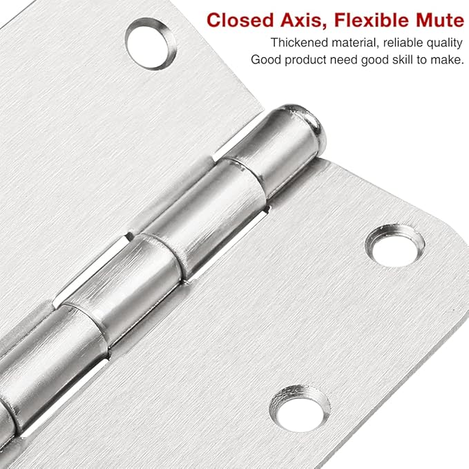 12 Pack Nickel Door Hinges Brushed Nickel 3 1/2 Interior Door Hinges Satin Nickel 3.5 Inch with 5/8” Radius Corners 3 ½"x 3 ½" Silver Hardware Controls JIW Garage Factory