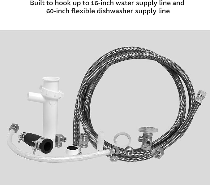 Waxman PlumbCraft White Dishwasher Installation Kit 7027700LF, Dishwasher Parts and Accessories Including Dishwasher Drain Hose, Dishwasher Water Supply Line, Compressions, and More