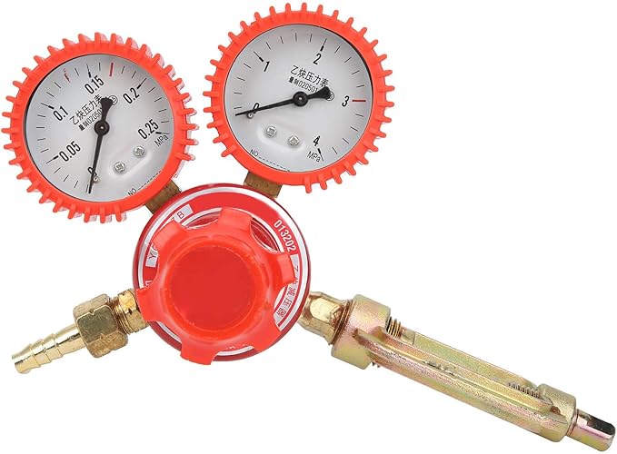 Pressure Reducing Valve Alloy Steel Acetylene Pressure Reducer YQE03A G58in 12mh for Welding Torch and Gas Cutting Tools Red 8mm