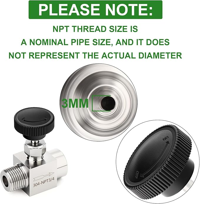 TAISHER 1PCS 304 Stainless Steel Straight Needle Valve 3/4" NPT Male x 3/4" NPT Female For Flow Control Water Gas Oil