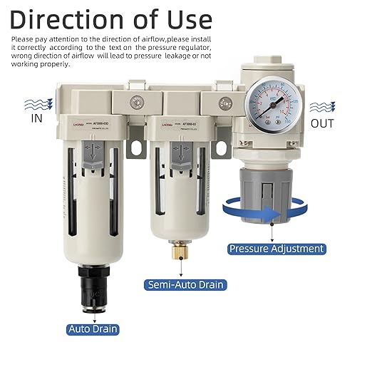 Air Filter Dryer 3/8 NPT Auto Drain+Semi-Auto Drain-Double Air Filters,Air Pressure Regulator,Air Compressor Water Separator(0-150PSI)