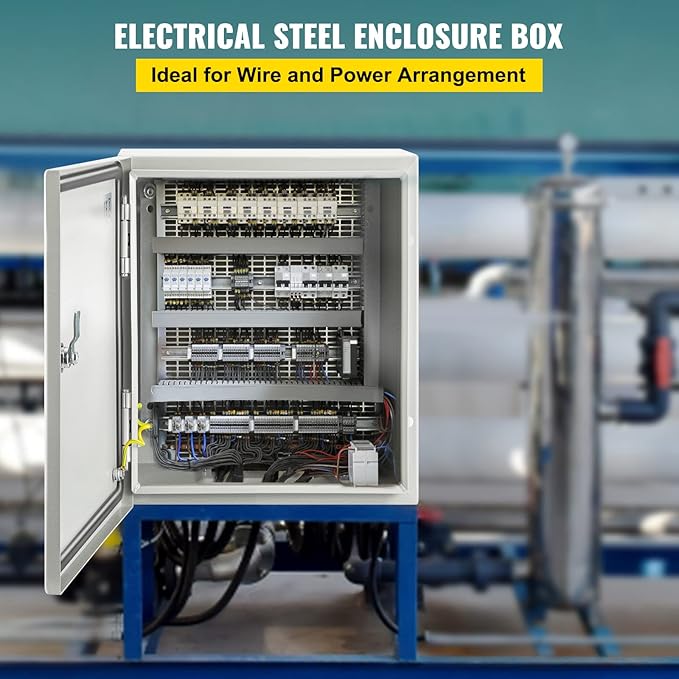 VEVOR NEMA Steel Enclosure, 12 x 10 x 6'' NEMA 4X Steel Electrical Box, IP66 Waterproof & Dustproof, Outdoor/Indoor Electrical Junction Box, with Mounting Plate