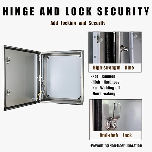 MJ-Box Steel Electrical Enclosure Box 24 x 20 x 10'' 304 Stainless Steel Electrical Enclosure IP66 Waterproof & Dustproof Outdoor/Indoor NEMA 4X Stainless Steel Enclosure