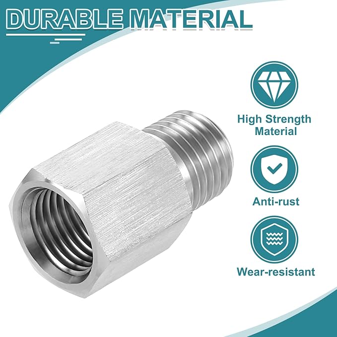 uxcell Pipe Fitting Reducing Adapter, 1/4" NPT Male x G1/4" Female 304 Stainless Steel Reducer Connectors for Water Oil Air Pressure Gauge, Silver