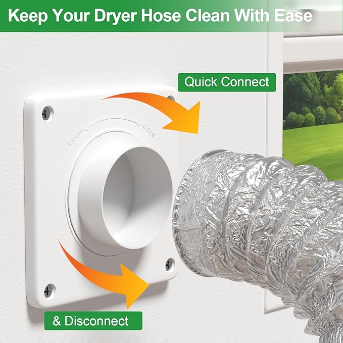 4-Inch Dryer Vent Wall Plate & Elbow Kit,90 Degree Dryer Vent Elbow with 5ft Hose,2 Clamps,All-in-One Dryer Connector and Hose for Tight Space, Secure Seal to Prevent Leaks