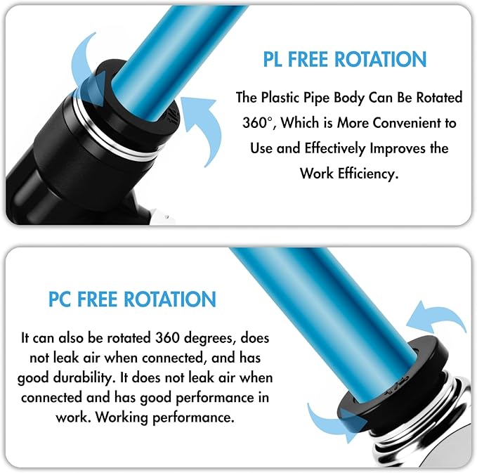 Pneumatic 1/4 Push to Connect Fittings Male Thread Elbow and Straight Combination Air Line Quick Connect Fittings 1/4"OD x 1/4"NPT Quick Connect Air Hose Fittings (Pack of 12)