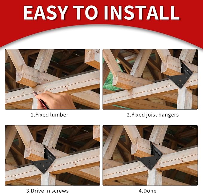 13 Gauge Hurricane Tie,Joist Hangers Fit 2X Truss to Rafter Connector for Roofing Trusses Wood Timber ,Wood Timber, Resist High Wind/ Earthquake Forces(Black Powder Coating) (40)
