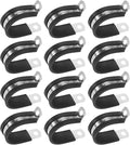 12-Pack Cable Clamps, 1-3/32 Inch/ 28 mm 304 Stainless Steel Rubber Cushioned Insulated Cable Clamp R Shape Metal Holder for Tube/Wire/Pipe/Loop Installation
