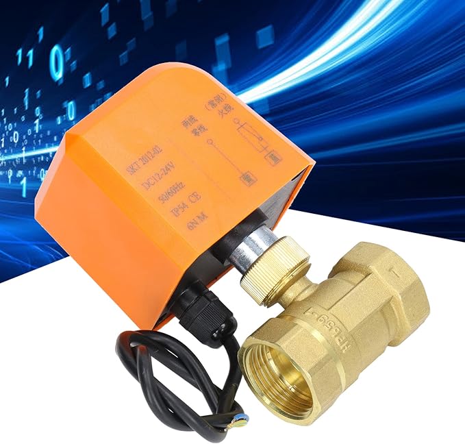 DN25 2 Way 2 Wire Electric Ball Valve Normally Closed Brass Universal Ball Valve DC12 24V High Performance Water Flow Control for Plumbing Systems Brass Material 1 Inch Interface