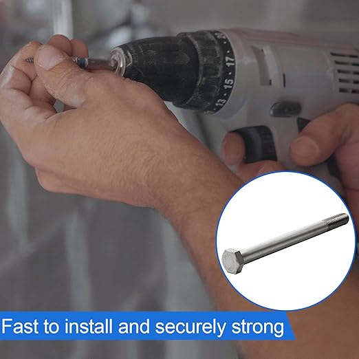 15 Pack 1/2-13 x 6'' Hex Head Cap Screw Bolt 304 Stainless Steel Half Thread External Hex Drive Screw Bolt Fastener for Wet Outdoor Metal Framing Concrete Reinforcement Railing Trellises