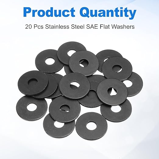 uxcell 20Pcs M8 Fender Washers, Carbon Steel Flat Washer 28mm OD, 2mm Thickness, Metal Gasket for Screws and Bolts, Black Oxide