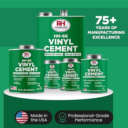 HH-66 Vinyl Cement, 4 oz. can - Vinyl Adhesive, Cement Glue, Repair Glue, Inflatables, Pool Liner, Tarps, Tents, Awnings, Mats, Covers, Waterproof, High Strength, Long Lasting, RH Adhesives