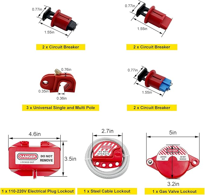JOJOMARK Lockout Tagout Kit Electrical Loto - Group Lockout Hasps, Lockout Tags, Safety Padlocks with Number, Nylon Ties with Tool Box
