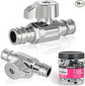 EFIELD 1/4 Turn Straight Stop Valve - Pex-A Cold Expansion 1/2" Pex X 1/2" Chrome Plated, ASTM F1960, Heavy Duty, LF Brass,(VALVE384)
